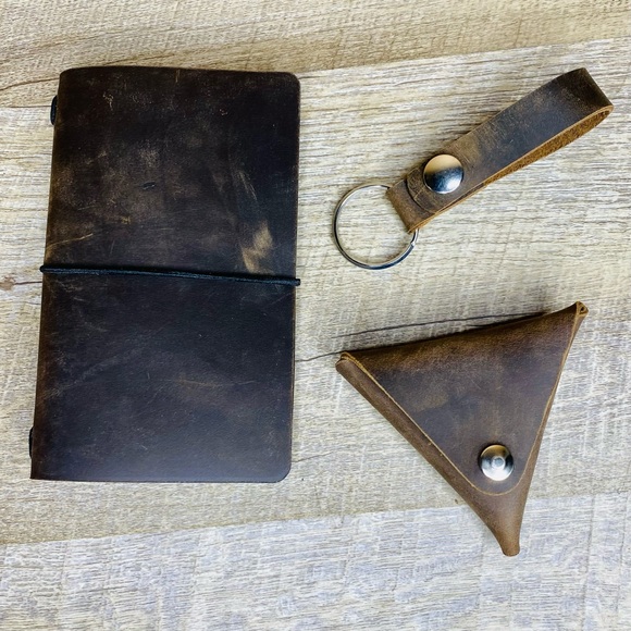 Not so Mystery Box-Gift Set-Lot of leather bundle- journal/keychain/coin pouch - Picture 1 of 1